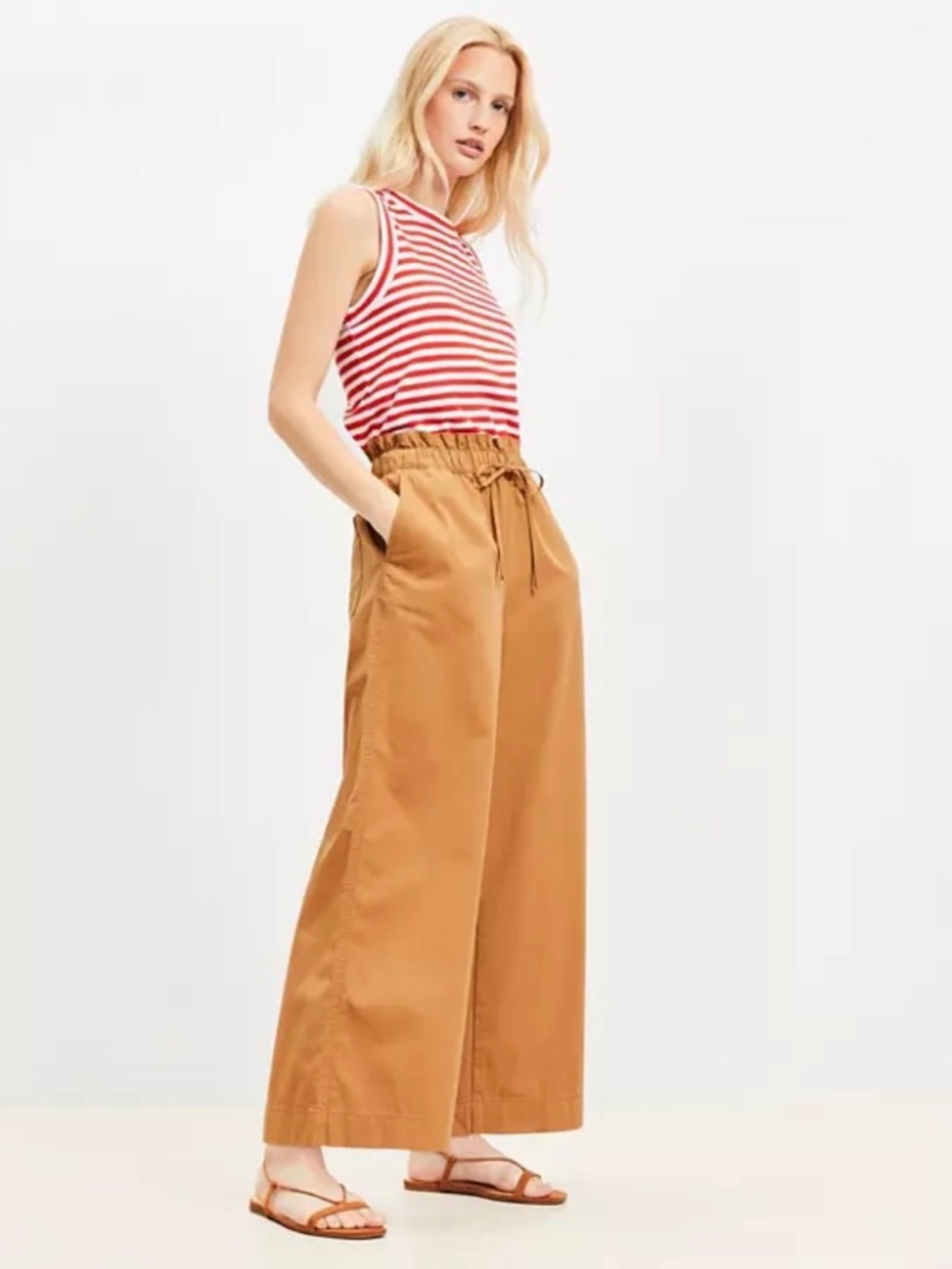 Loft Breezy Twill Wide Leg Ankle Pants in Classic Caramel